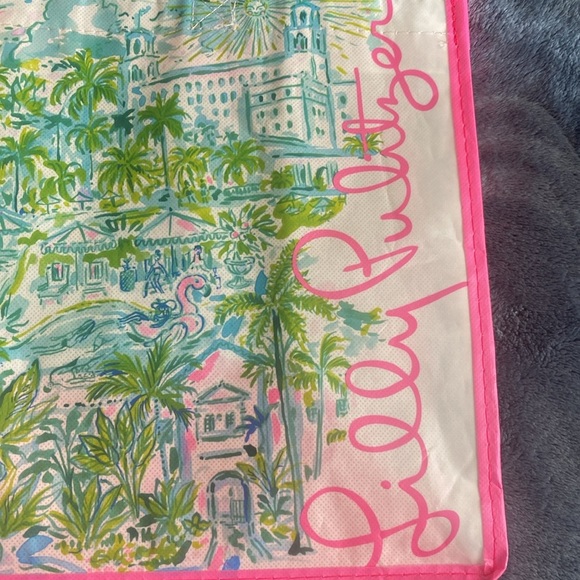 Lilly Pulitzer Vibrant Pink and Green Map Print Tote - Picture 2 of 5